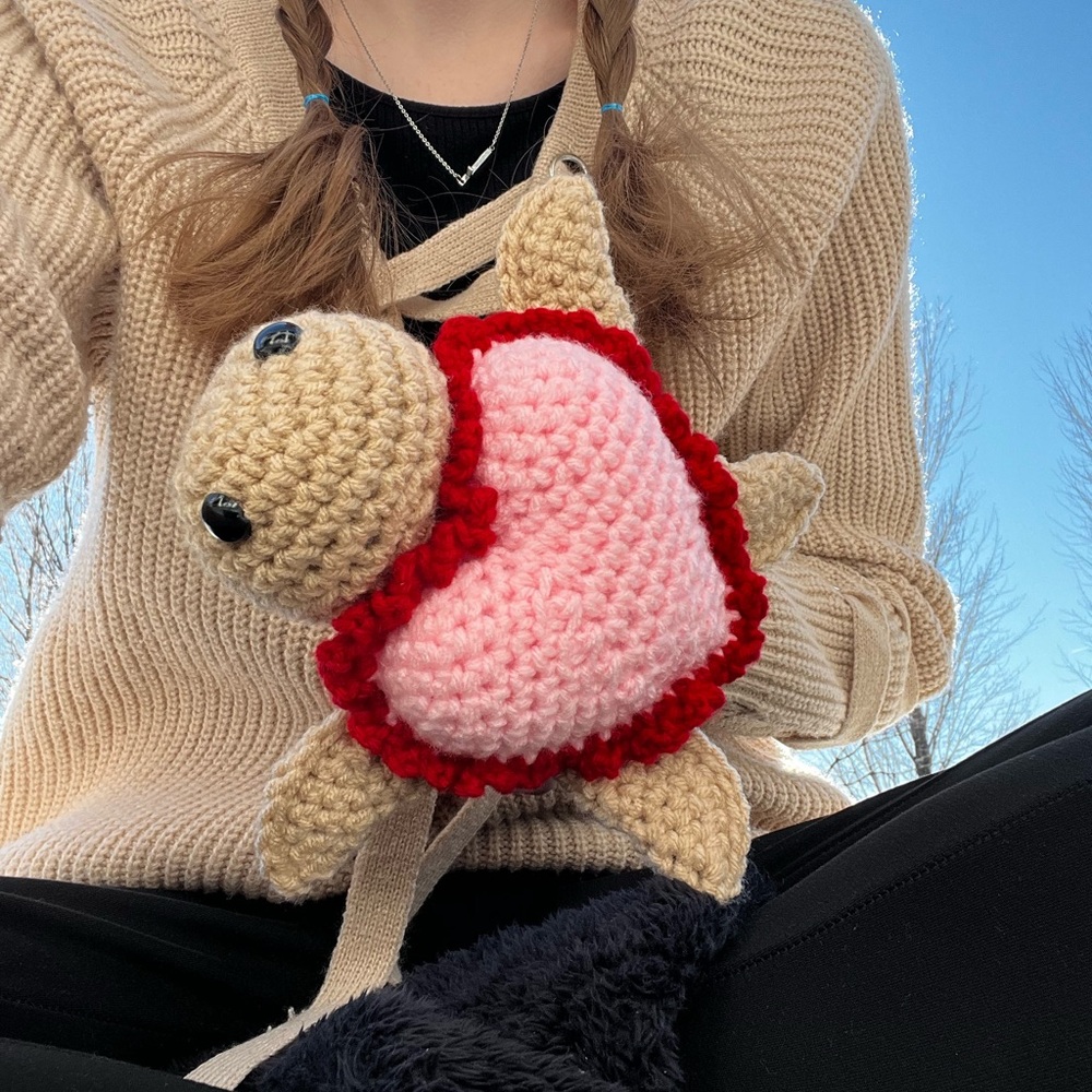 Hand Crocheted Valentine’s Day Sea Turtle Stuffed Animal Plushie! - Picture 12 of 16